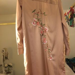 Misguided long pink shirt dress